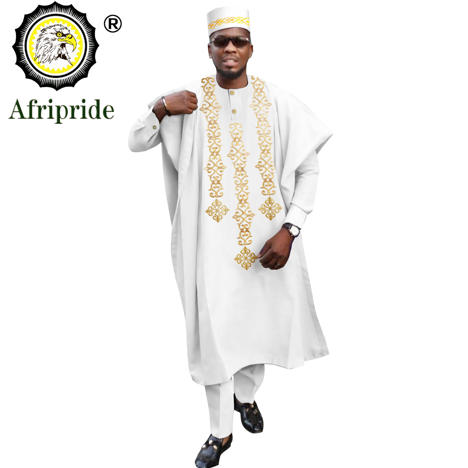 Dashiki Shirt Men - แบบดั้งเดิมแอฟริกันเสื้อผ้าสำหรับชายเย็บปักถักร้อย Agbada Robe เสื้อกางเกงและหมวก4ชิ้นชุด Dashiki สำหรับงานแต่งงาน