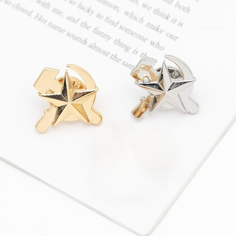 Ethnic Fashion Logo - ชาติพันธุ์เคลือบ FIVE-pointed Star Sickle HAMMER แรงงานเข็มกลัดสําหรับผู้ชายผู้หญิงสหภาพโซเวียต