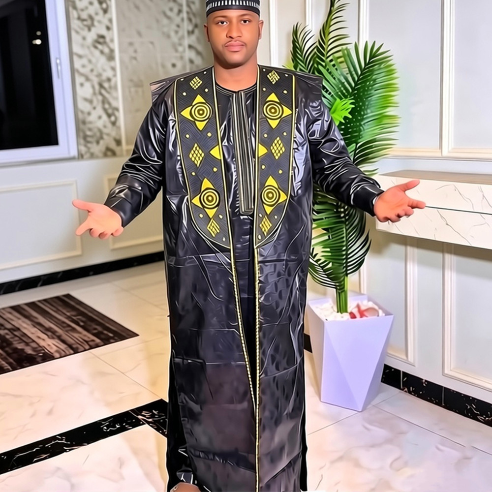 Dashiki Shirt Men - ชุดเสื้อผ้าแอฟริกันสำหรับผู้ชาย 3 ชิ้น ชุดดาชิกิแบบดั้งเดิม เสื้อคลุมปักลาย กางเกง