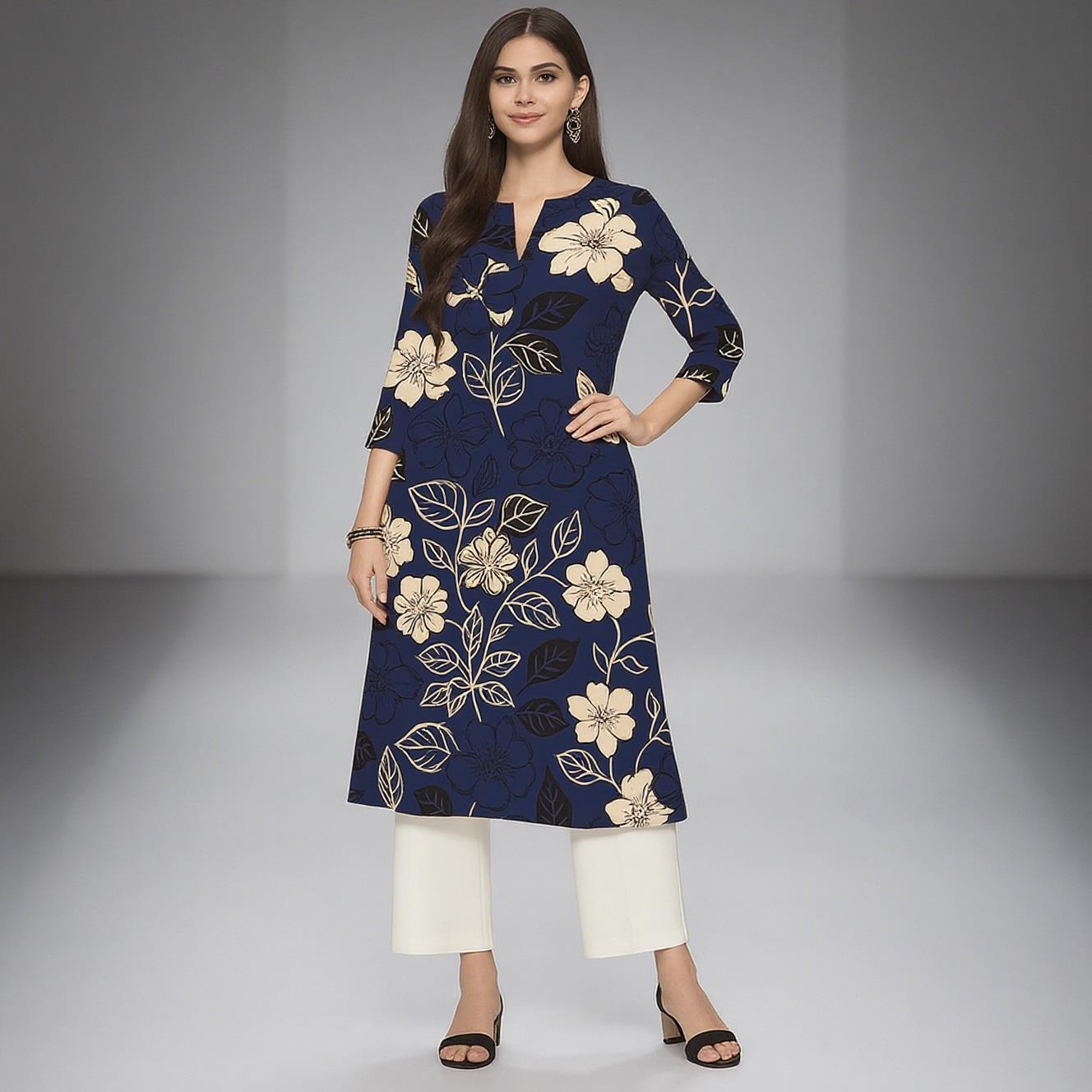 ชุดเดรสลำลองสไตล์มุสลิมสำหรับผ - Ethnic Fashion Kurtis บทวิจารณ์และราคา