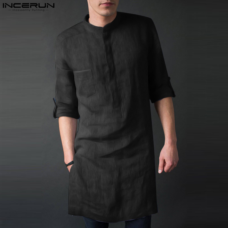 INCERUN เสื้อกันหนาวผู้ชายแขนย - Kurta Men Cotton บทวิจารณ์และราคา