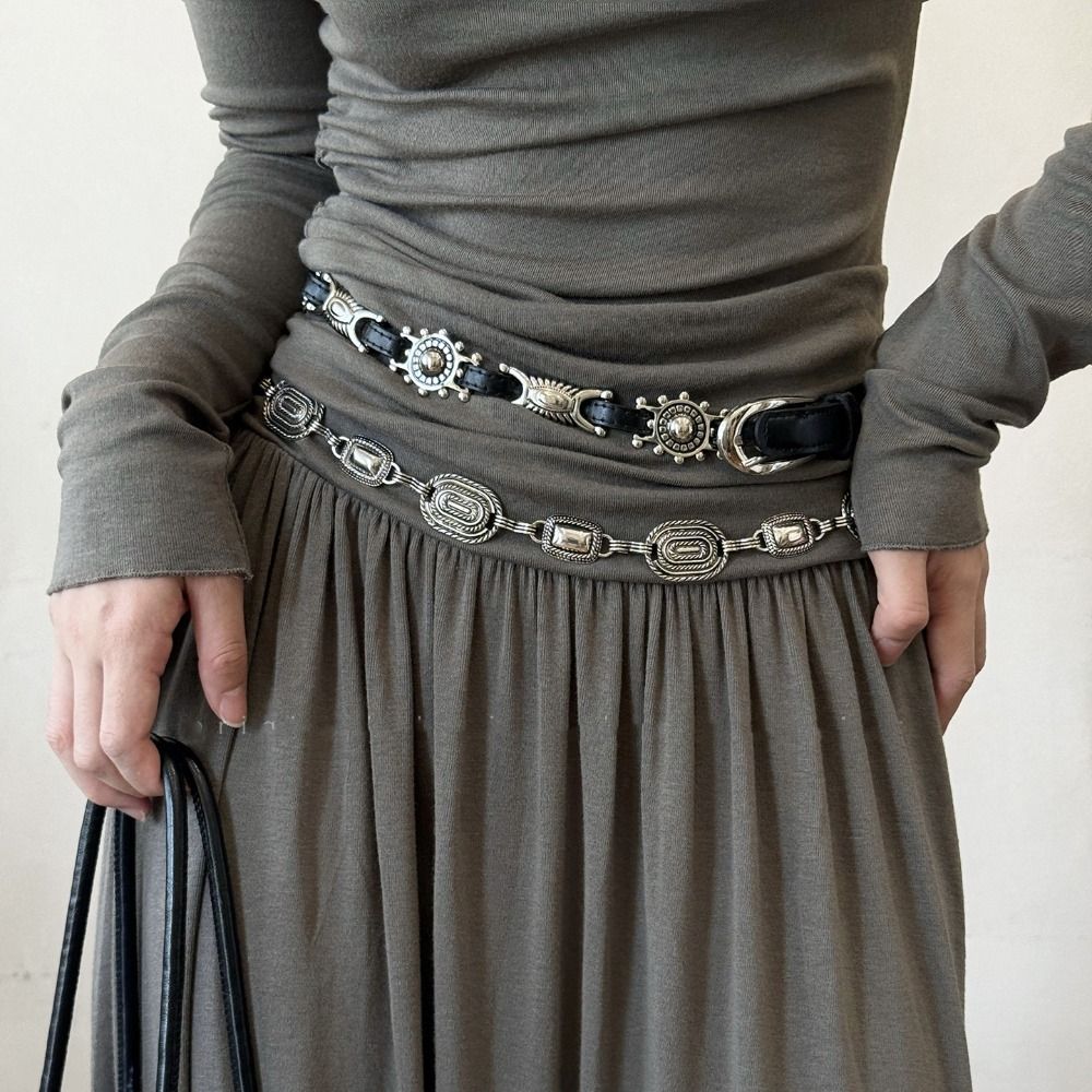เข็มขัดโลหะแกะสลักสไตล์ Y2K แฟ - Y2K Ethnic Fashion บทวิจารณ์และราคา