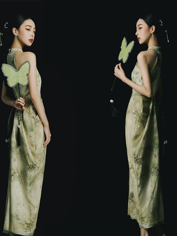 ชุดเดรสสไตล์จีนสีเขียวแบบใหม่  - Ethnic Fashion Studio บทวิจารณ์และราคา