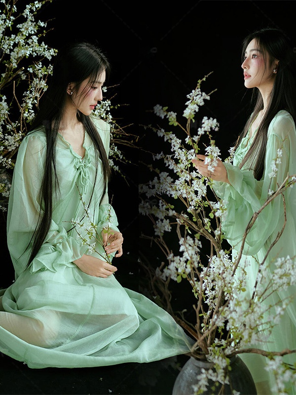ชุดเดรสสีเขียวสไตล์จีน ดั้งเดิ - Ethnic Fashion Studio บทวิจารณ์และราคา