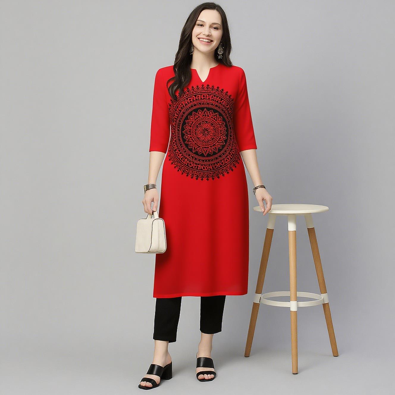 ชุดเดรสยาวพิมพ์ลาย 3 มิติ ลายล - Ethnic Fashion Kurtis บทวิจารณ์และราคา