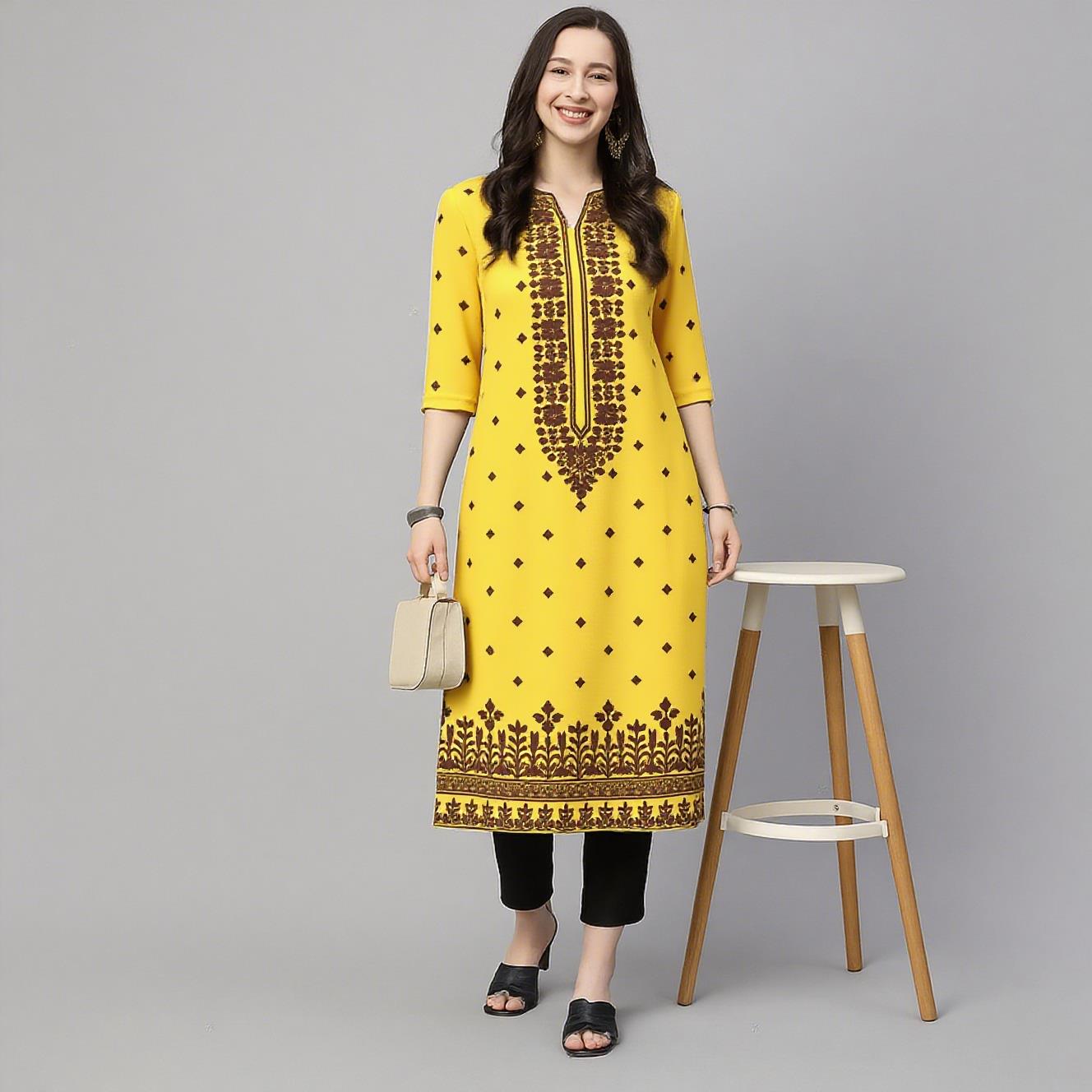 ชุดเดรสยาวพิมพ์ลาย 3 มิติ ลายล - Ethnic Fashion Kurtis บทวิจารณ์และราคา