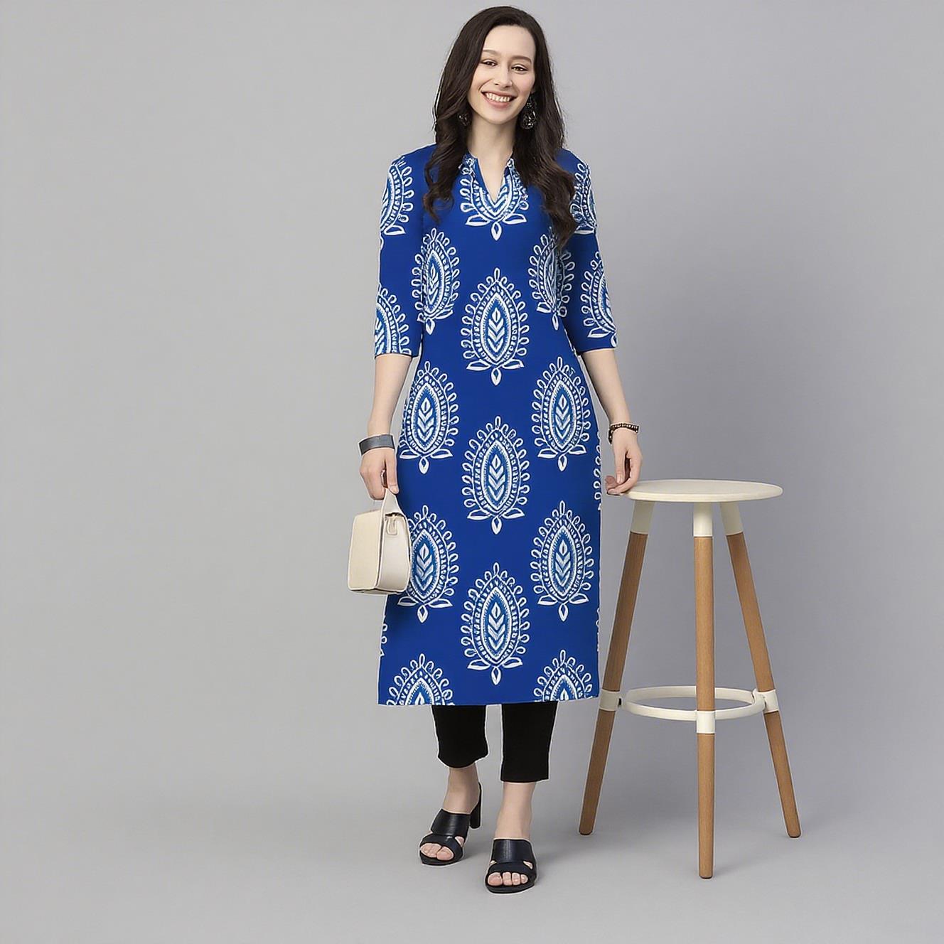 ชุดเดรสยาวพิมพ์ลาย 3 มิติ ลายล - Ethnic Fashion Kurtis บทวิจารณ์และราคา