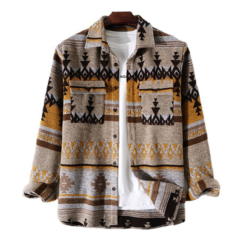 เสื้อเชิ้ตแขนยาวผู้ชาย ลายพราง - Ethnic Fashion Logo บทวิจารณ์และราคา