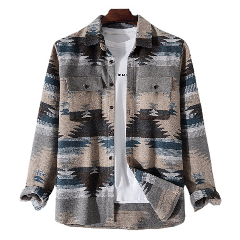 เสื้อเชิ้ตแขนยาวผู้ชาย ลายพราง - Ethnic Fashion Logo บทวิจารณ์และราคา