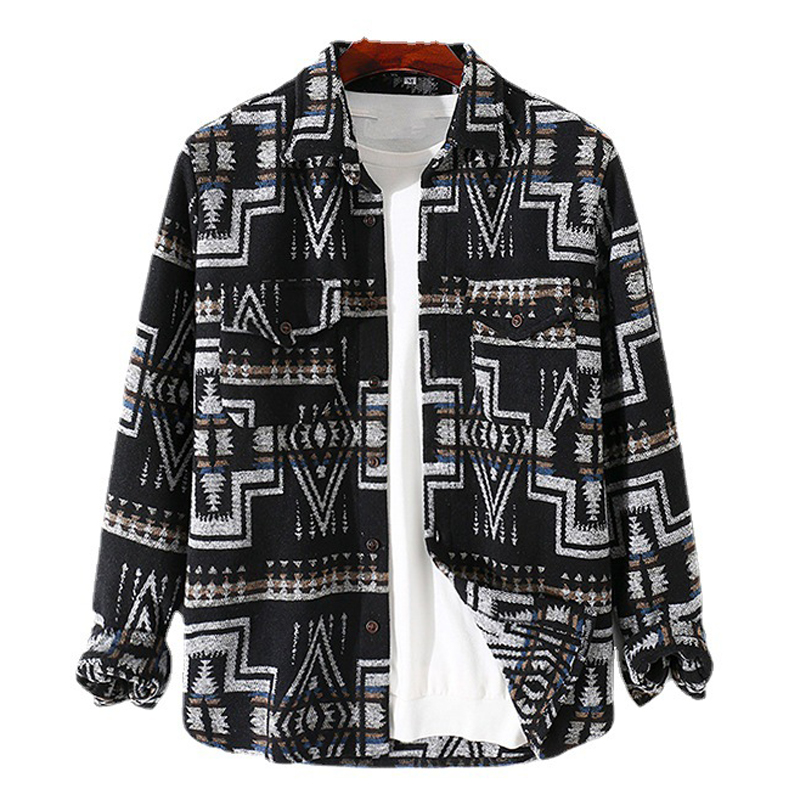 เสื้อเชิ้ตแขนยาวผู้ชาย ลายพราง - Ethnic Fashion Logo บทวิจารณ์และราคา