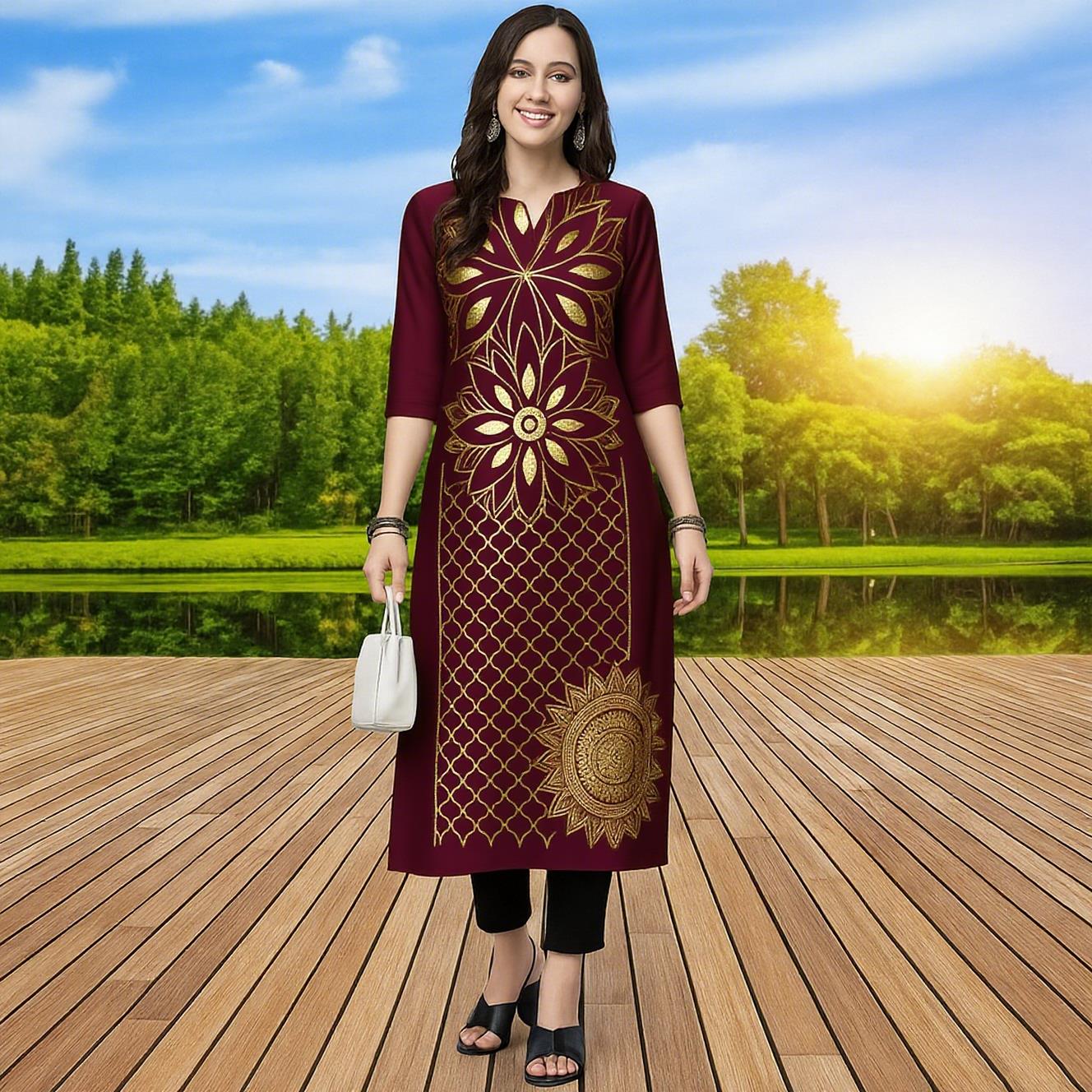 ชุดคุर्ต้ามุสลิมสำหรับผู้หญิง  - Ethnic Fashion Kurtis บทวิจารณ์และราคา