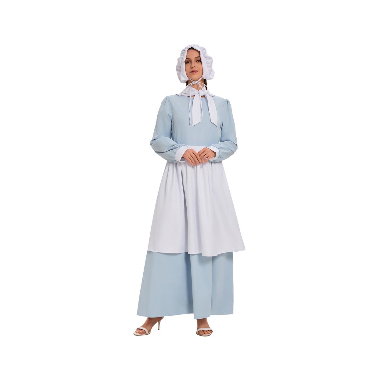 ชุดคอสเพลย์ฮาโลวีนสีฟ้าพร้อมผ้ - Ethnic Style Dresses บทวิจารณ์และราคา
