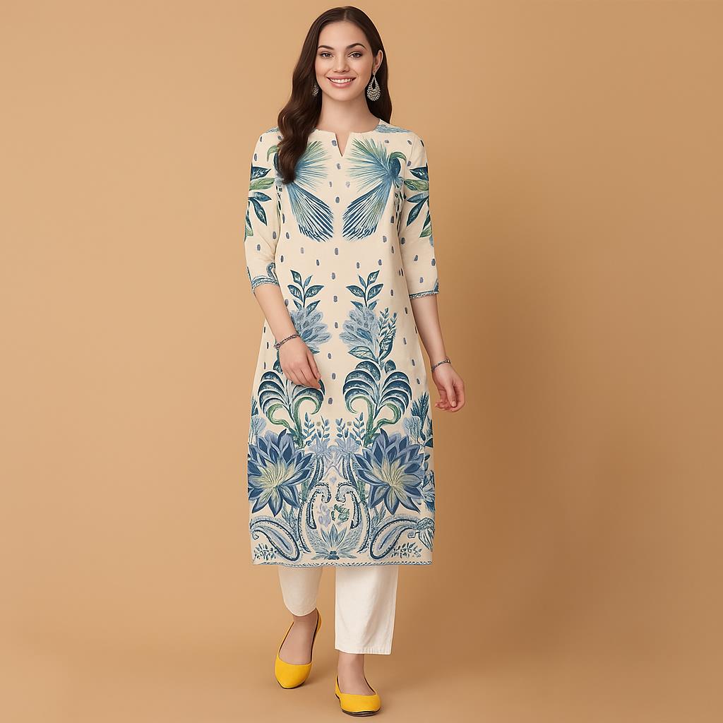 ชุดเดรสลำลองสไตล์มุสลิมลายดอกไ - Ethnic Fashion Kurtis บทวิจารณ์และราคา