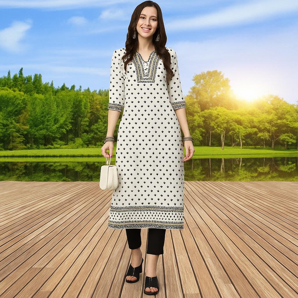 ชุดเดรสลำลองสไตล์มุสลิมสำหรับผ - Ethnic Fashion Kurtis บทวิจารณ์และราคา