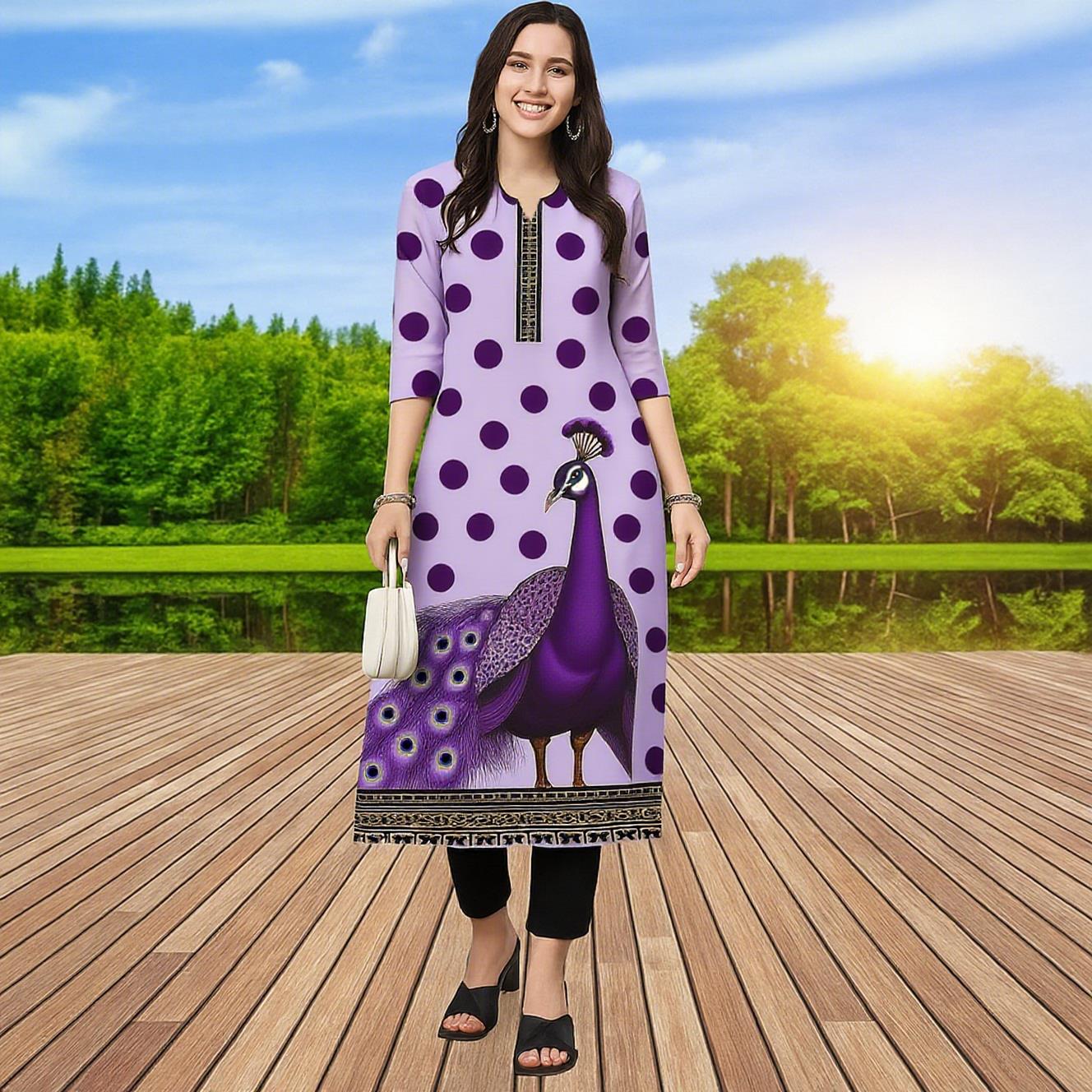 ชุดเดรสลำลองสไตล์มุสลิมสำหรับผ - Ethnic Fashion Kurtis บทวิจารณ์และราคา