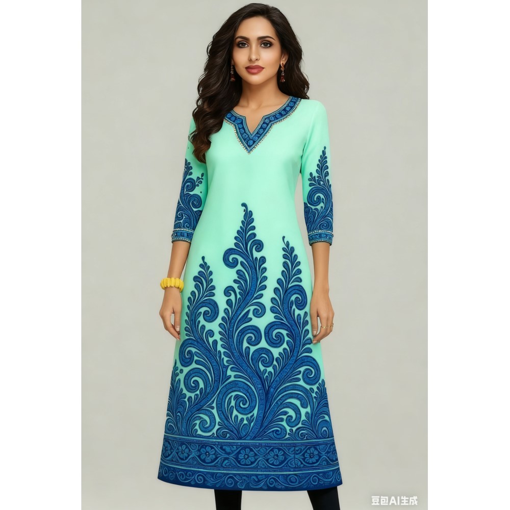 ชุดเดรสยาวพิมพ์ลาย 3 มิติ ลายล - Ethnic Fashion Kurtis บทวิจารณ์และราคา