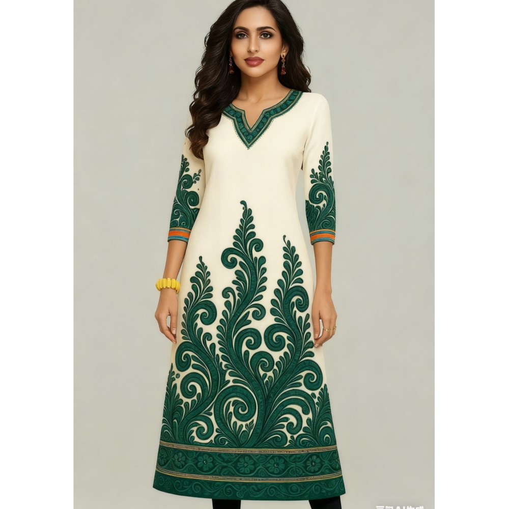 ชุดเดรสยาวพิมพ์ลาย 3 มิติ ลายล - Ethnic Fashion Kurtis บทวิจารณ์และราคา